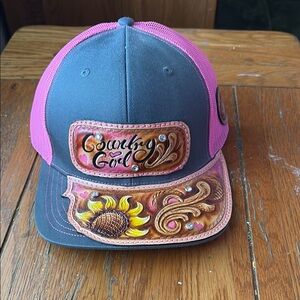 Country Girl Pink and Gray Hat